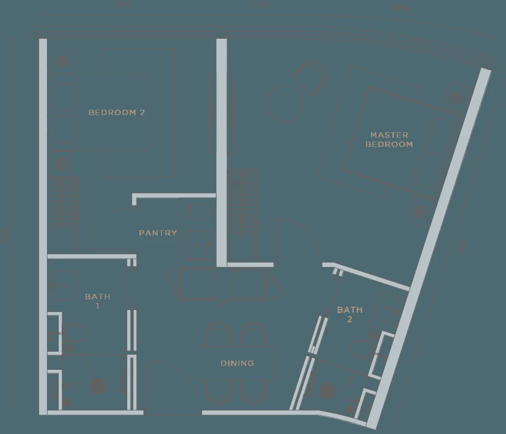 Orion Residence Type B1 two-bedroom floor plan