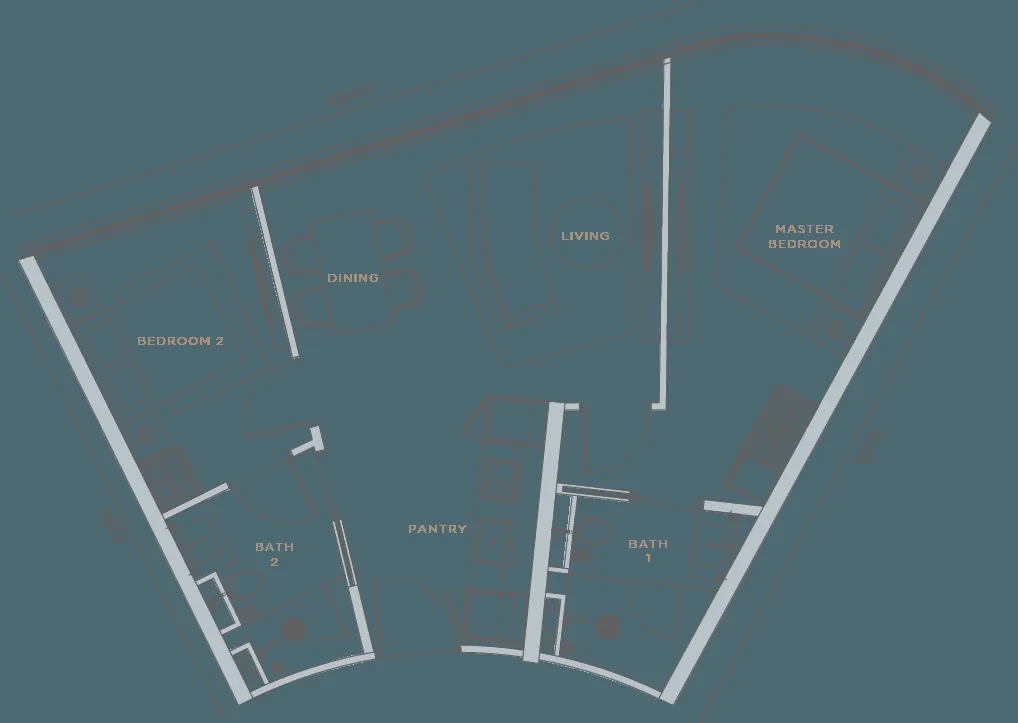 Orion Residence Type C1 two-bedroom floor plan