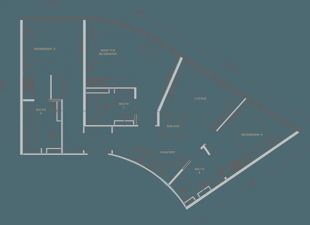 Orion Residence Type D1 three-bedroom dual-key floor plan