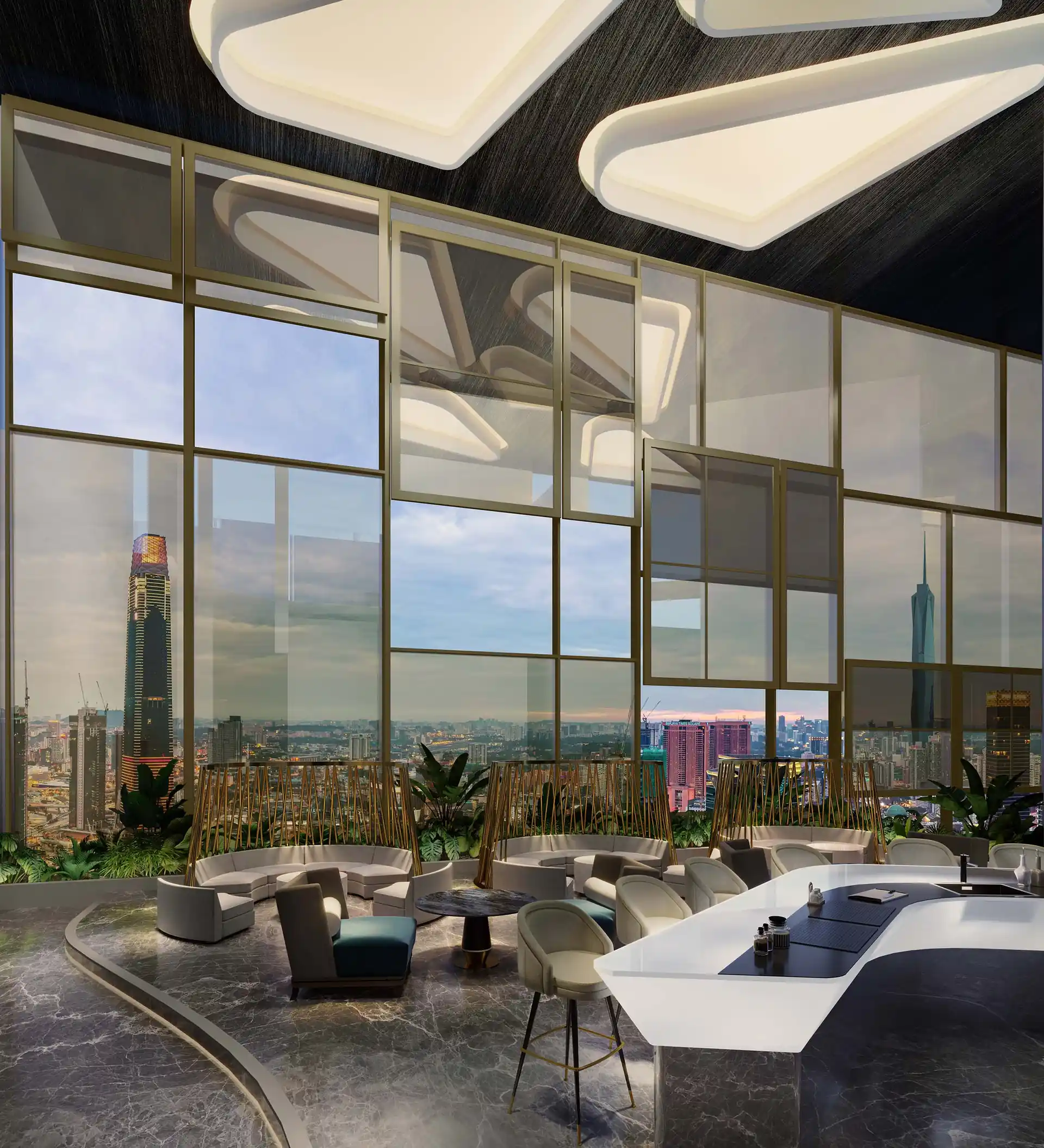 Orion Residence sky lounge with panoramic KLCC view
